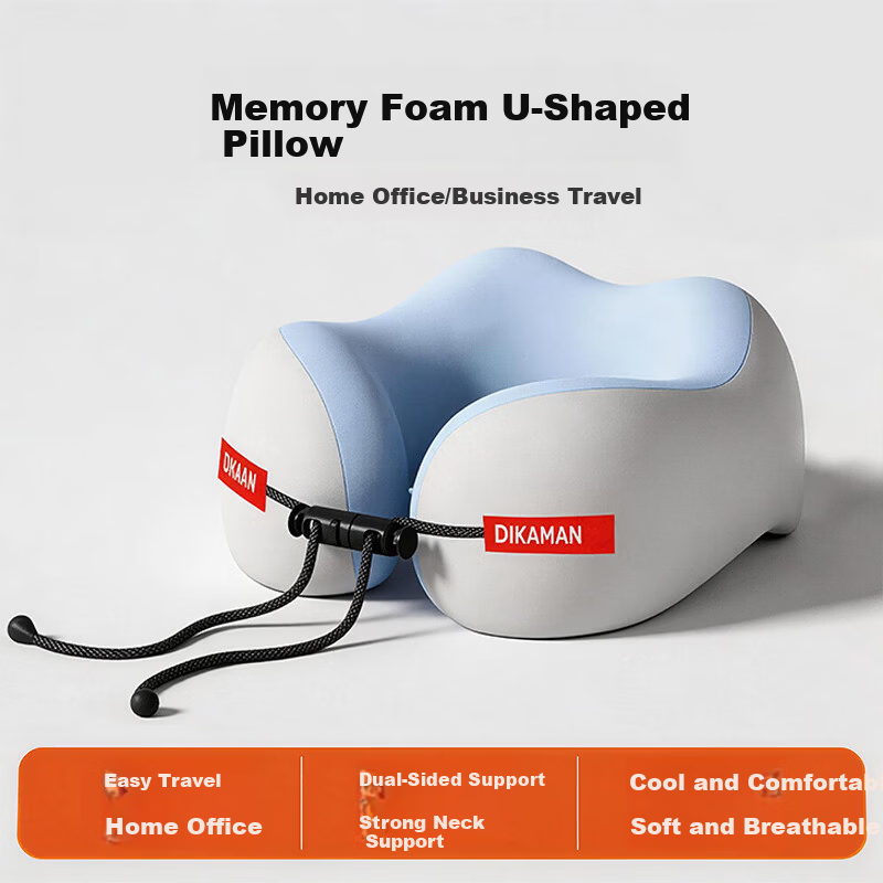 Jingxun U-Shaped Neck Pillow Memory Foam Travel Cervical Support Pillow for Home and Office