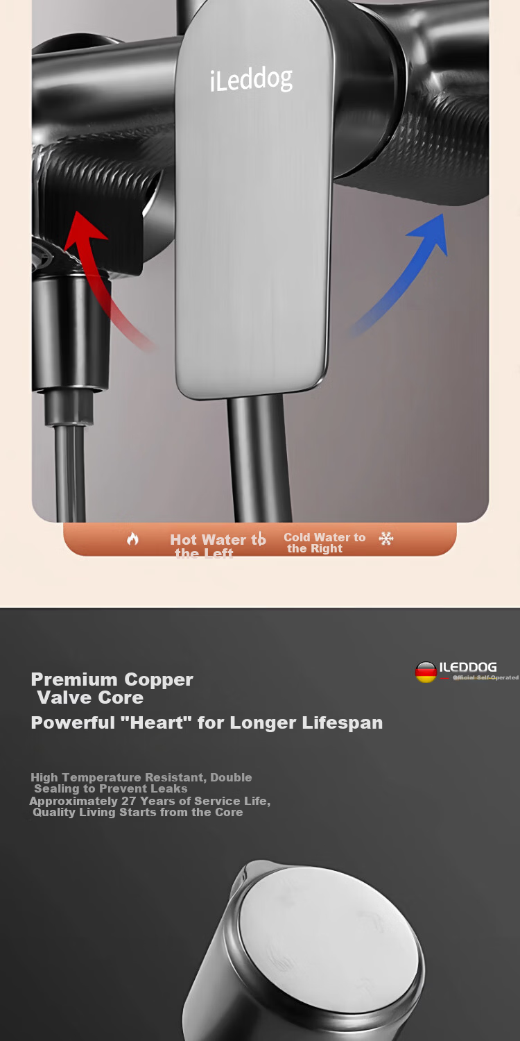 ILeddog [Germany] All-Copper Body Shower Set Home Bathroom Bath Shower Head Complete Set SL-003 13
