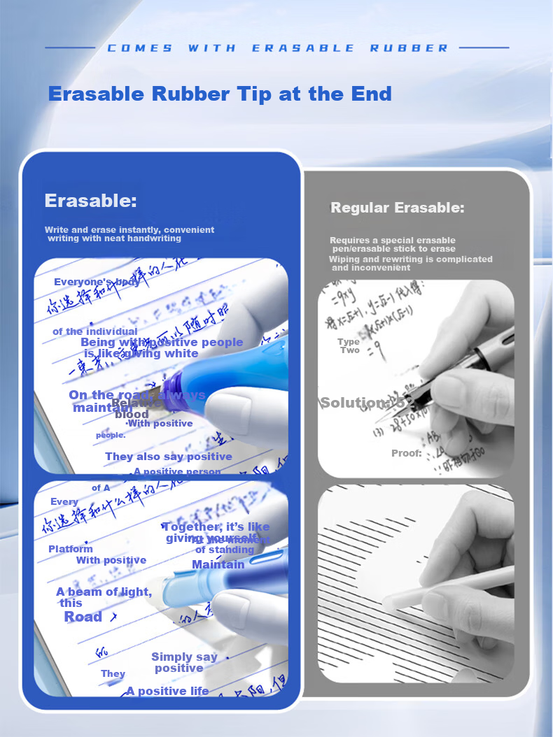 Kaba Bear Heat Erasable Fountain Pen Crystal Blue Posture Correcting Erasable Pen Set Student Children's Professional Calligraphy Pen Dark Blue 3