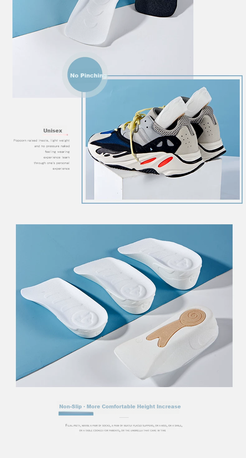 Gouge Snail Height-Increasing Insoles for Men, Arch Support, Comfortable, Invisible White, Men's Style 1.5CM, One Size Fits All, 1 Pair 19