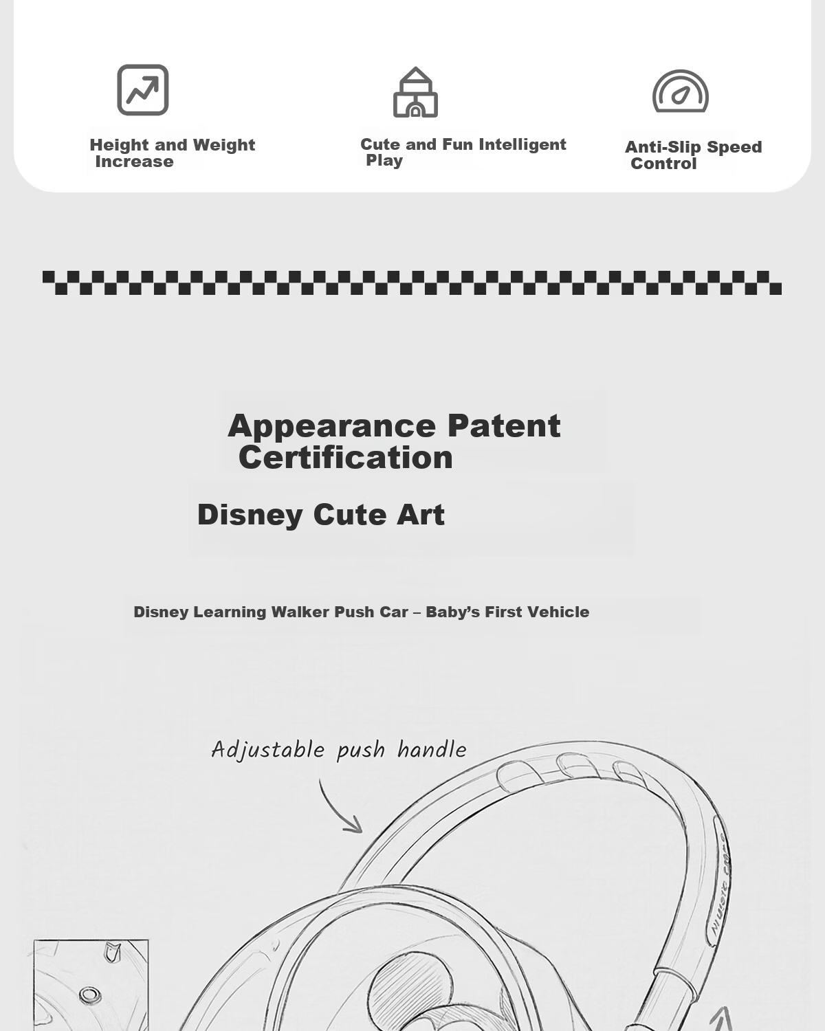 Disney Baby Walker Anti-O-Leg 2026 Model Anti-Tip Balance Walker for Babies 10 Months and Older Baby Push Walker 5