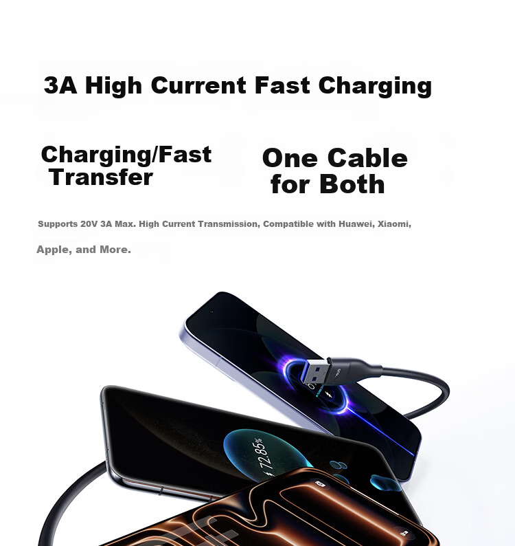 Baseus USB 3.0 Type-C Data Cable Charging Cable for External Hard Drive Transfer USB-C Compatible with Apple iPhone 17/16/15 Huawei Mobile Phone Tablet Laptop Car Short Cable 3