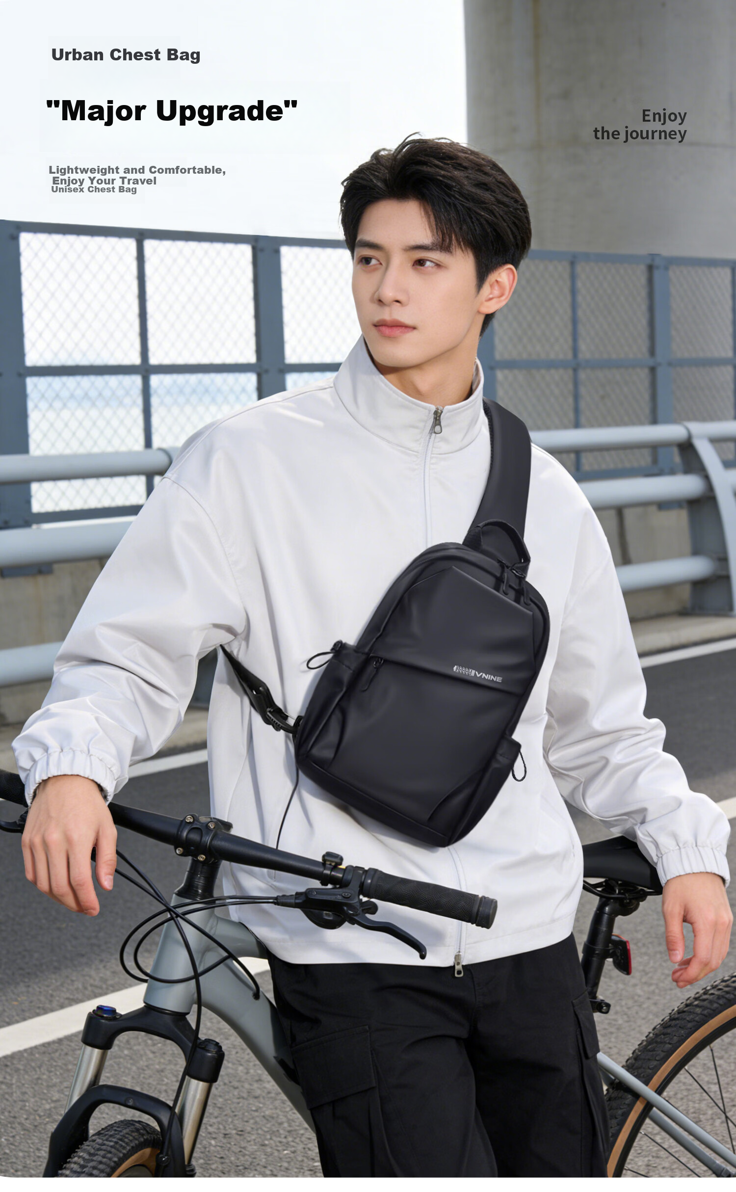 V.NINE Men's Chest Bag Crossbody Casual Shoulder Bag 10.9-inch iPad Phone Outdoor Sports Cycling Bag for Women 2