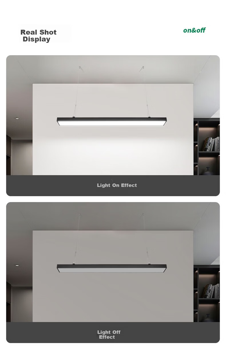 NVC LED Pendant Linear Light Office Mall Store Minimalist Iron Frame Black 50W Cool White 11