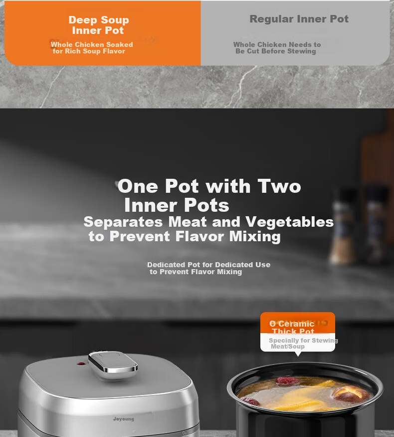 Joyoung ZMD Anxin Series Electric Pressure Cooker 70kPa High-Pressure Inner Pot 21% Deeper Intelligent Heating 900W Reservation Timer 5L Dual Pot Rice Cooker Soup Stew Y-50H50 5