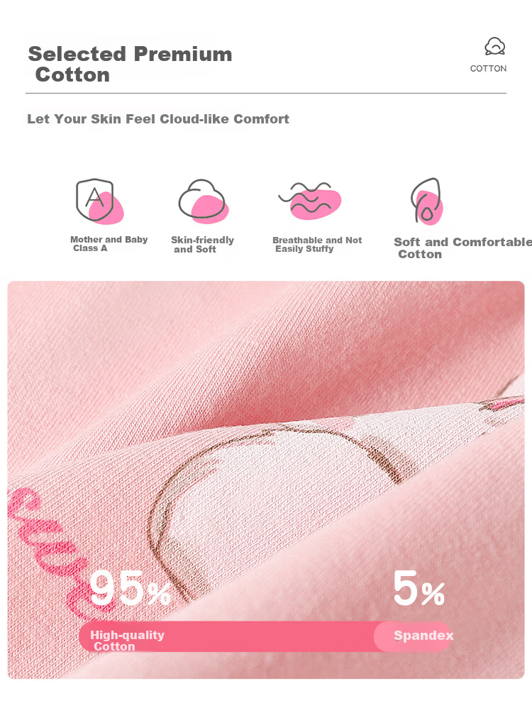 Bingxue Cotton Children's Underwear Girls Pure Cotton Class A Antibacterial Breathable Four-Season Boxer Shorts 3
