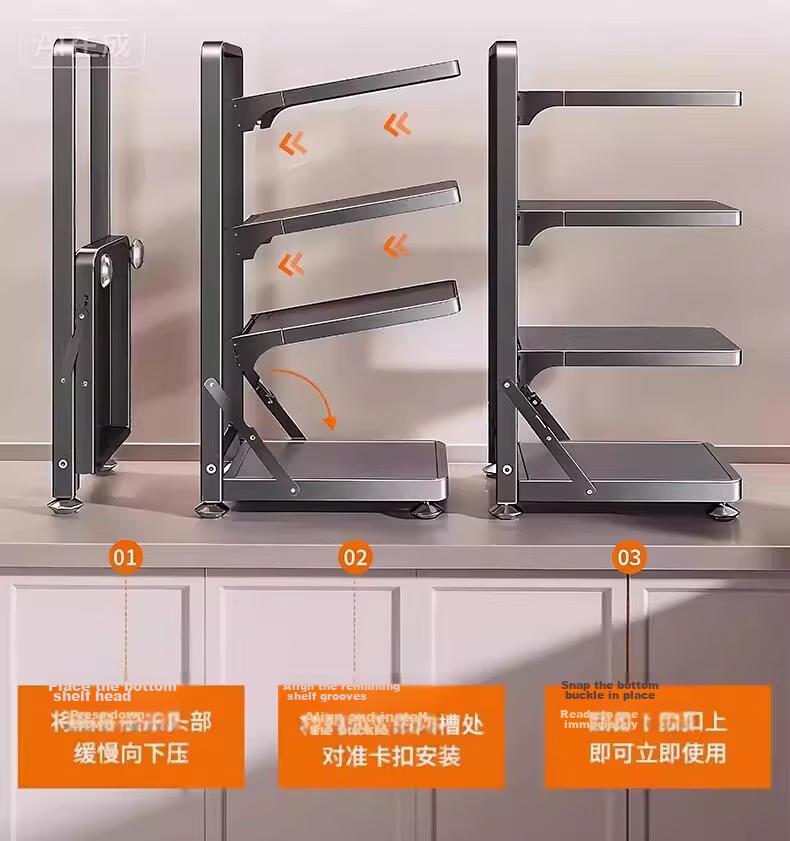 YOUQIN Kitchen Cookware Storage Rack Multi-layer Shelf Cabinet Under Sink Countertop Multifunctional Pot Rack 10