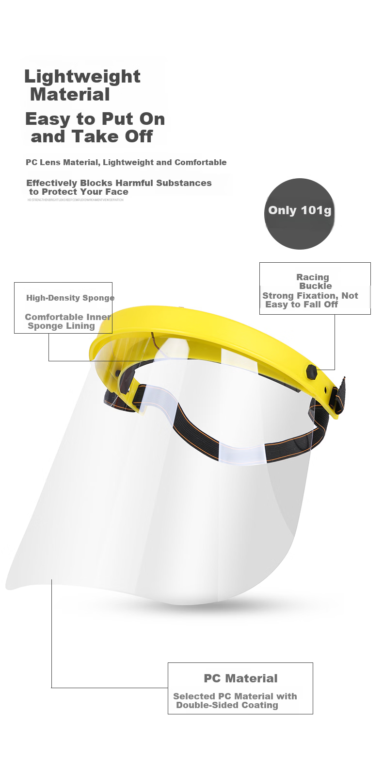 ZhongAn High Transparency Protective Industrial Face Shield Impact Resistant Oil Smoke Dust Resistant Pesticide Isolation Mask HF416 Blue 6