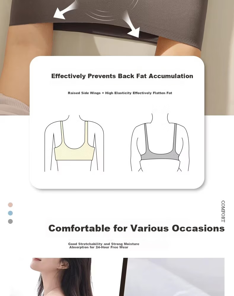 Ordifen Women's Sports Seamless Foundation Small Bust Push-Up Lifting Anti-Sagging Side Breast Gathering Back Support Vest Bra 13