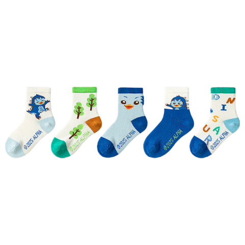 BALABALA Socks, Autumn Infant Mid-Calf Socks, Soft And Elastic, Non-Binding, Handmade Sewn, Five Pairs Pack, 209925172214