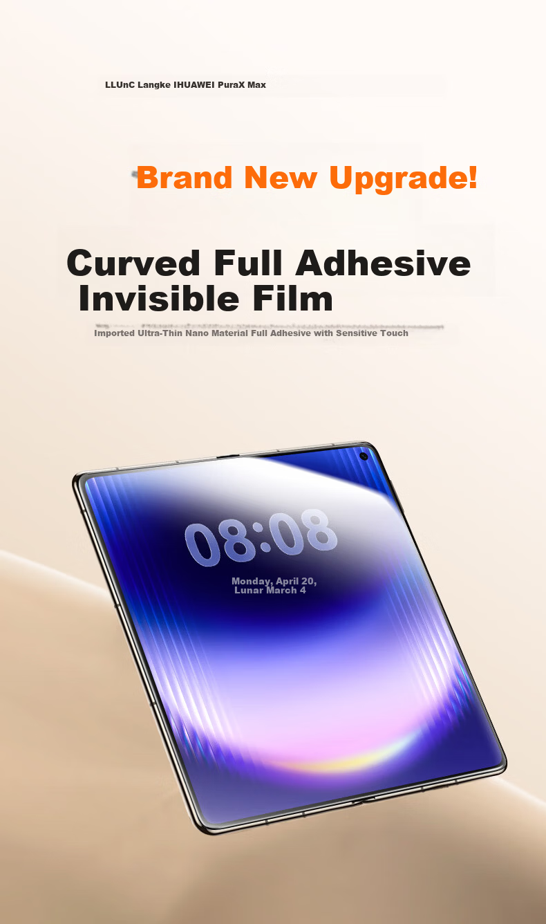 Langke [2-Pack] Huawei Pura X Max Screen Protector, HD Hydrogel Film for Huawei P X Max Foldable Inner Screen, Auto Repair, Anti-Fingerprint, Scratch-Resistant Phone Film 1