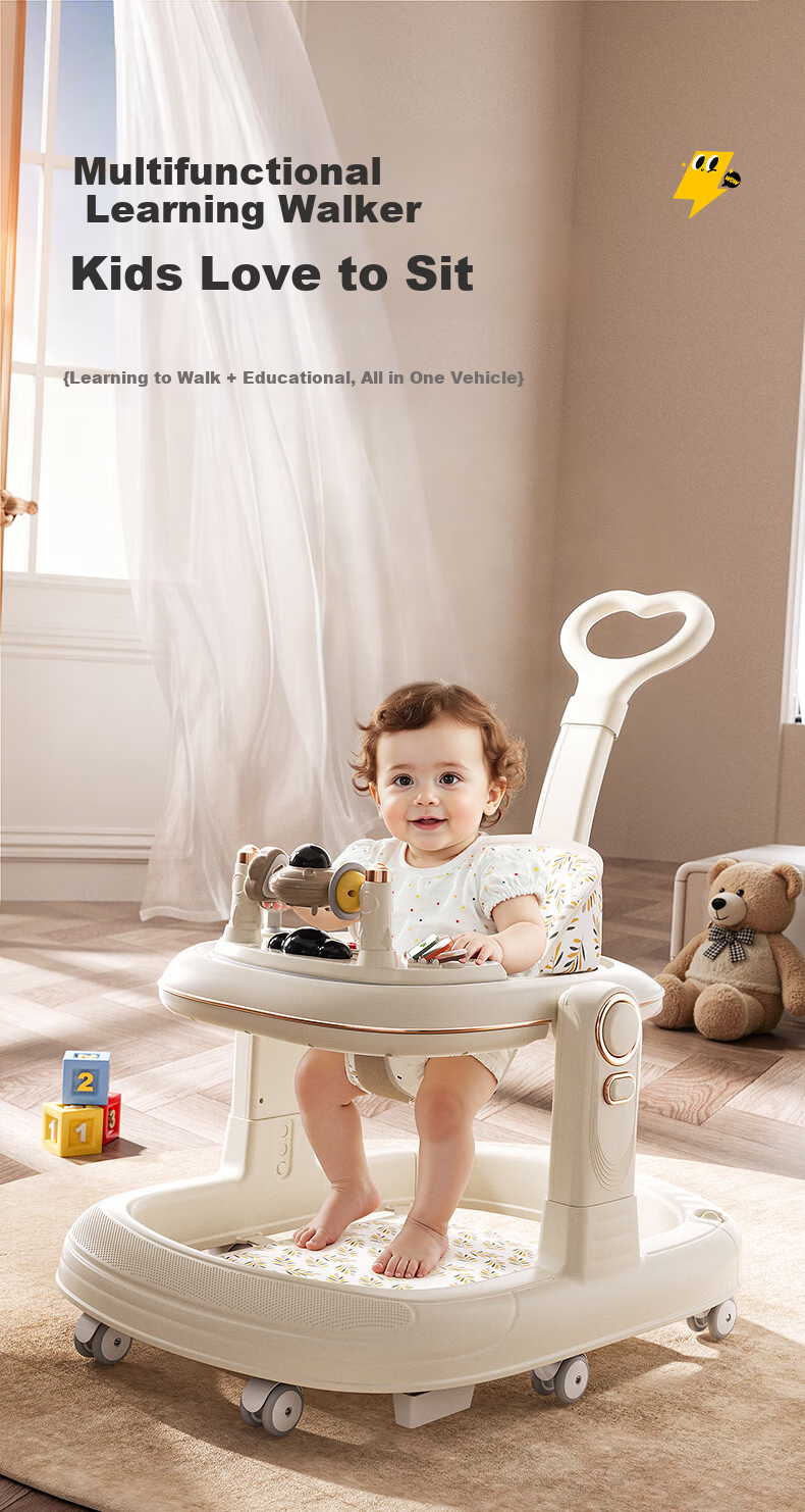 ANGI BABY Baby Walker 2026 Multifunctional Foldable Toddler Push Walker Birthday Gift Children's Day Gift 2