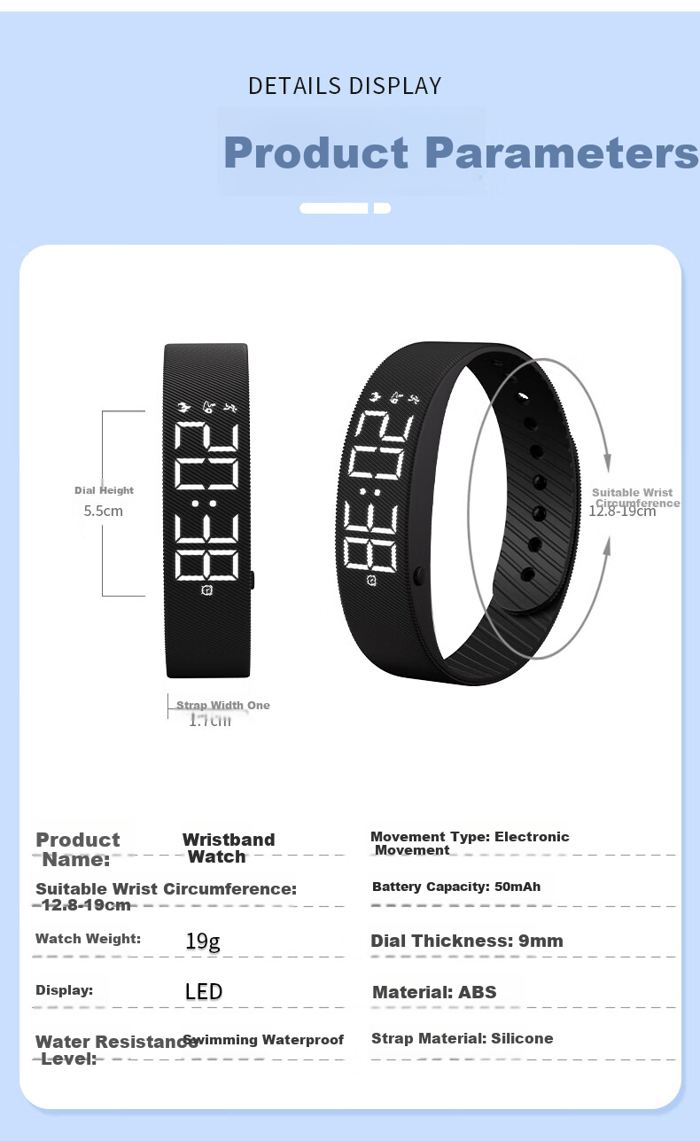 Koshi Student Sports Watch Waterproof Swimming Electronic Silent Vibration Alarm Clock for Boys Middle School Students 7