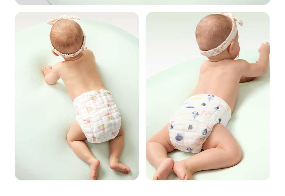 Betis Baby Diaper Gauze Integrated Fixing Belt Washable Diaper Cover XL Size for 15-30 lbs 4-Pack 36