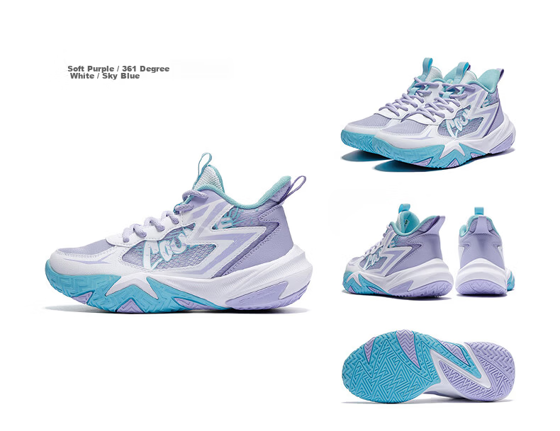 361° Kids Sports Shoes 26 Summer Boys and Girls Breathable Durable Shock-Absorbing Basketball Shoes Purple Size 39 20