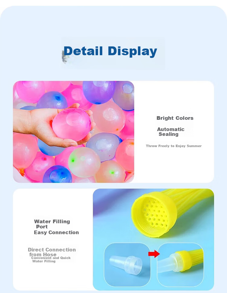 Jiamo Summer Water Balloons Quick Fill Water Balloon Non-Toxic Water Injector Small Balloons Outdoor Water Fight Toy for Kids 4