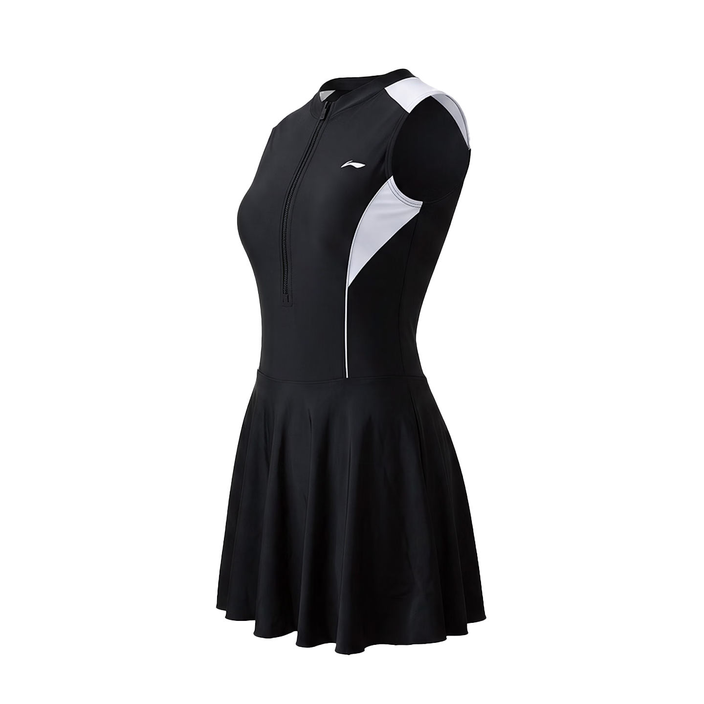 LI-NING Women's Premium 2026 New Slimming Sleeveless One-Piece Skirt Swimsuit Swimwear 213 Black White XL