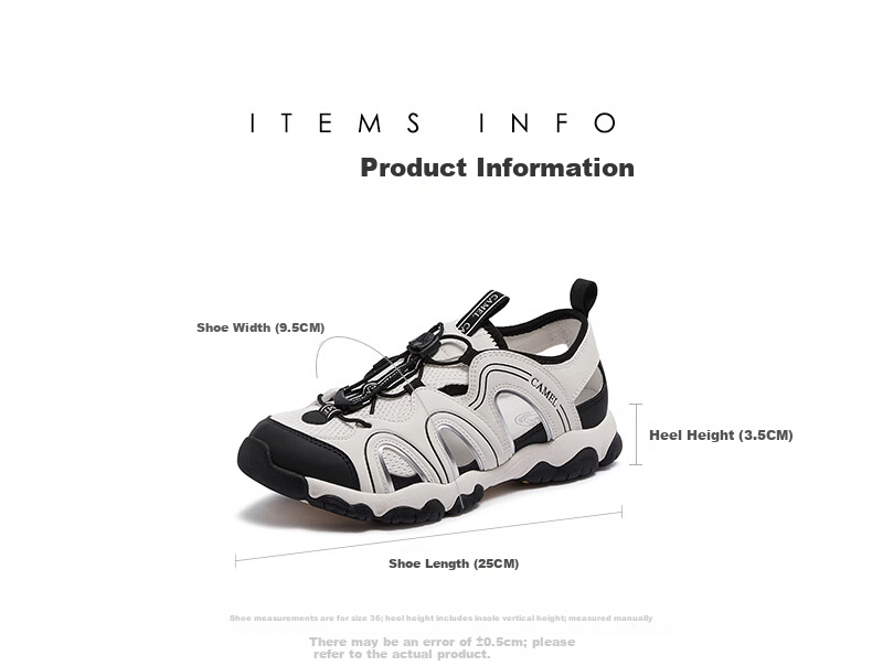 CAMEL Women's Outdoor Hollow Breathable Casual Hiking Sandals L26M076005 Off-White/Black Size 37 15