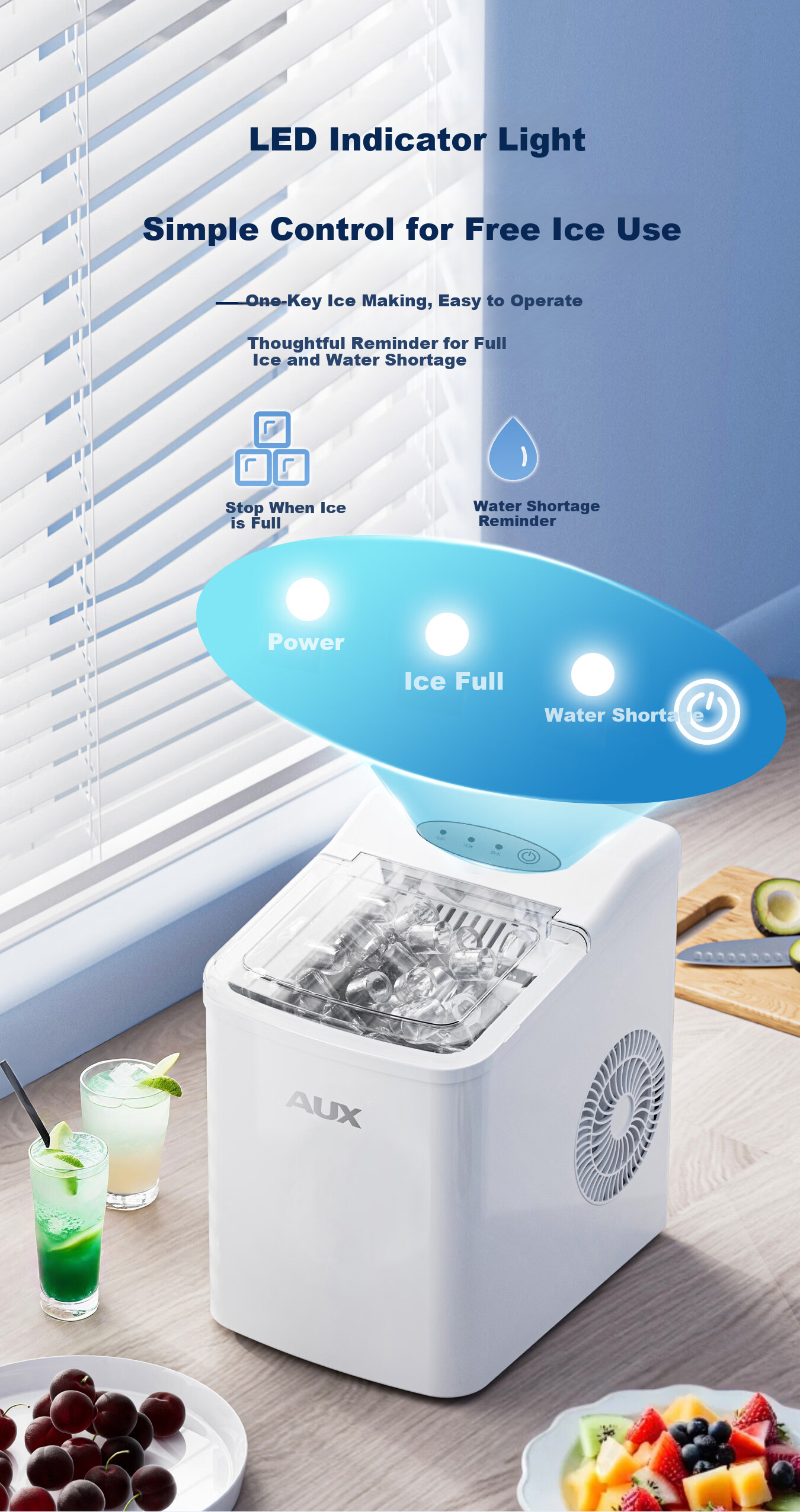 AUX【Price Protection 618】Home Mini Ice Maker Dormitory Bullet Ice Fully Automatic Self-Cleaning Low Power Ice Cube Machine 4