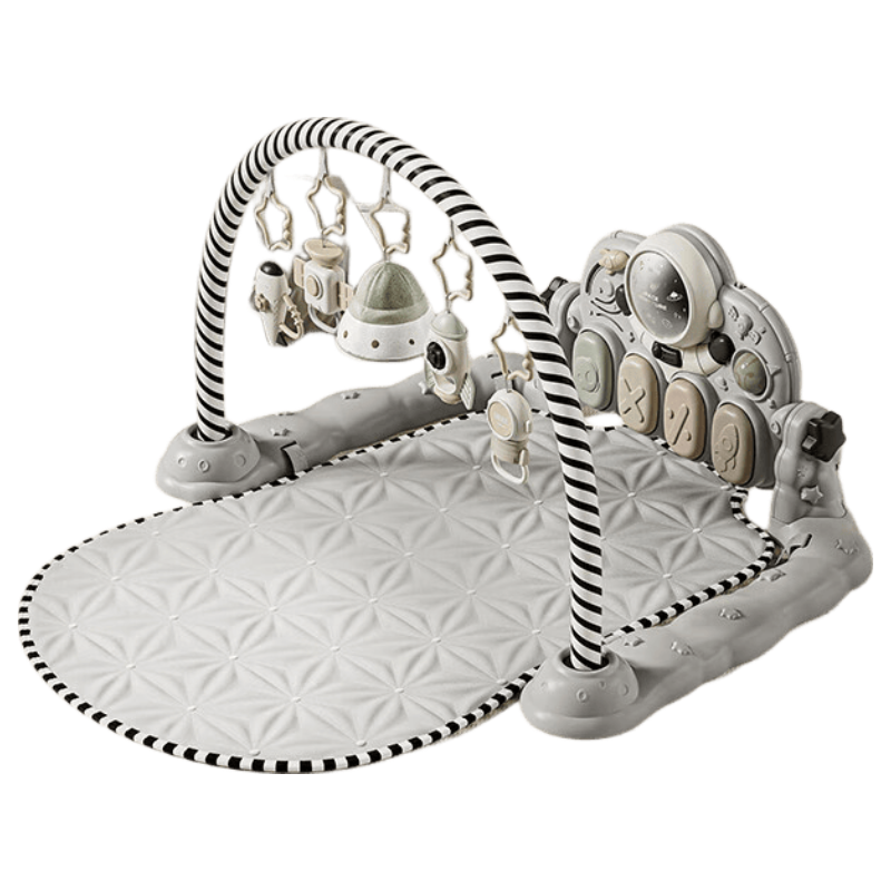 BEIE BEIESTATE Baby Foot Piano Toy 0-3 Years Astronaut Fitness Frame Bluetooth Montessori Gray Newborn Children's Gift