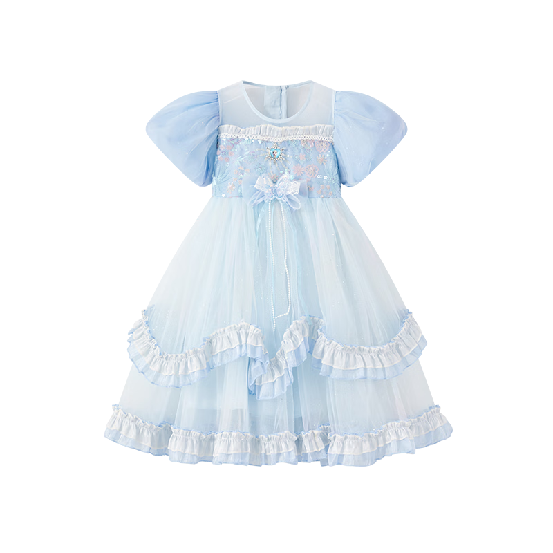 Disney Girls Elsa Princess Dress Summer 2026 New Stylish Lolita Children's Birthday Party Dress Puffy Skirt