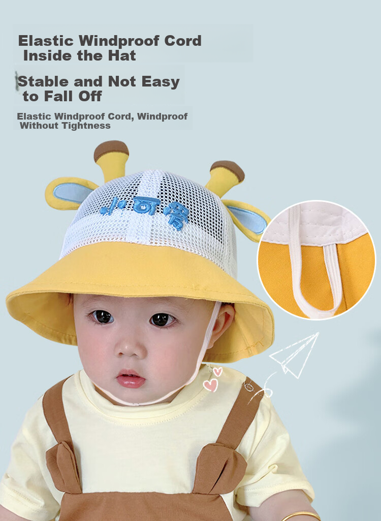 9i9 Baby Summer Thin Deer Antler Sun Protection Bucket Hat for Boys and Girls 0-2 Years F32 Blue 6