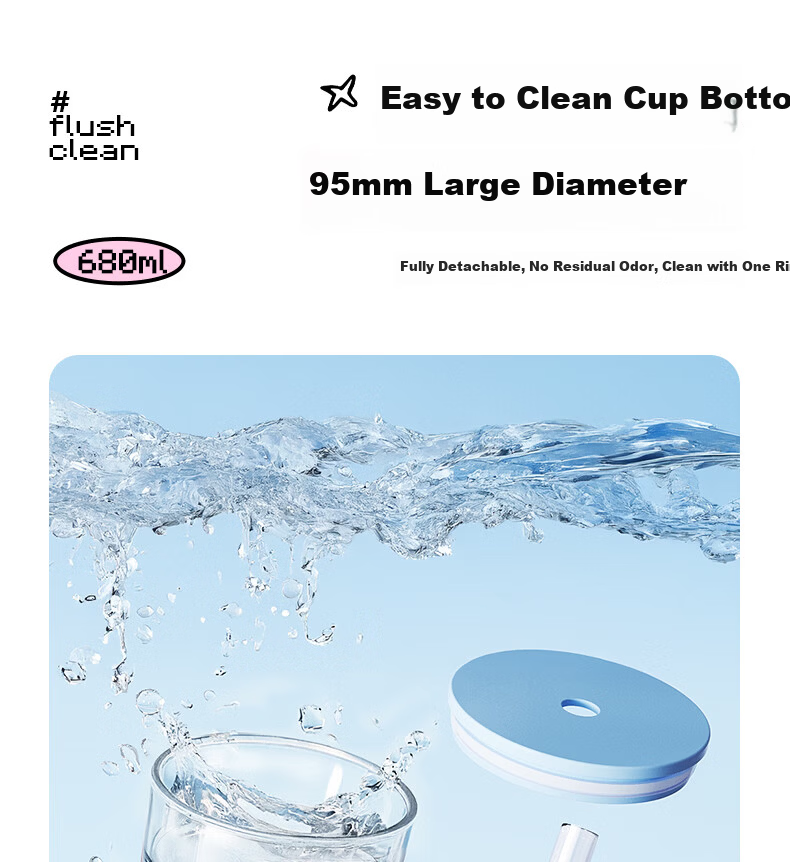 BABLOV Double-Layer Glass Cup for Women High-Value with Straw Children's Water Cup Summer New Office Large Capacity Cup 9