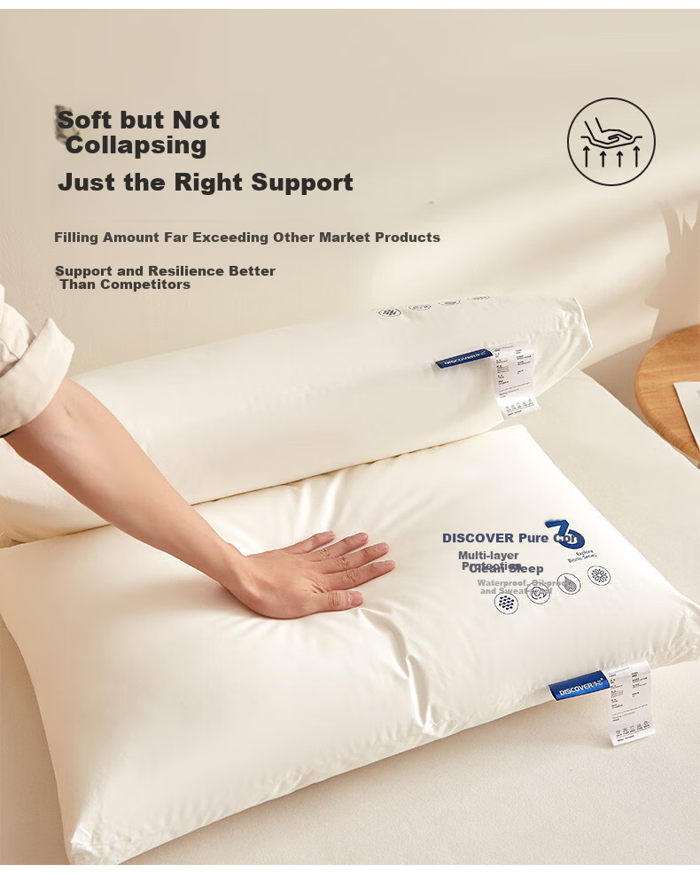 Eve's Elegance [Three-Proof] Five-Star Hotel Pillow Adult Cervical Support Deep Sleep Men's Pillow Core Single Piece 12
