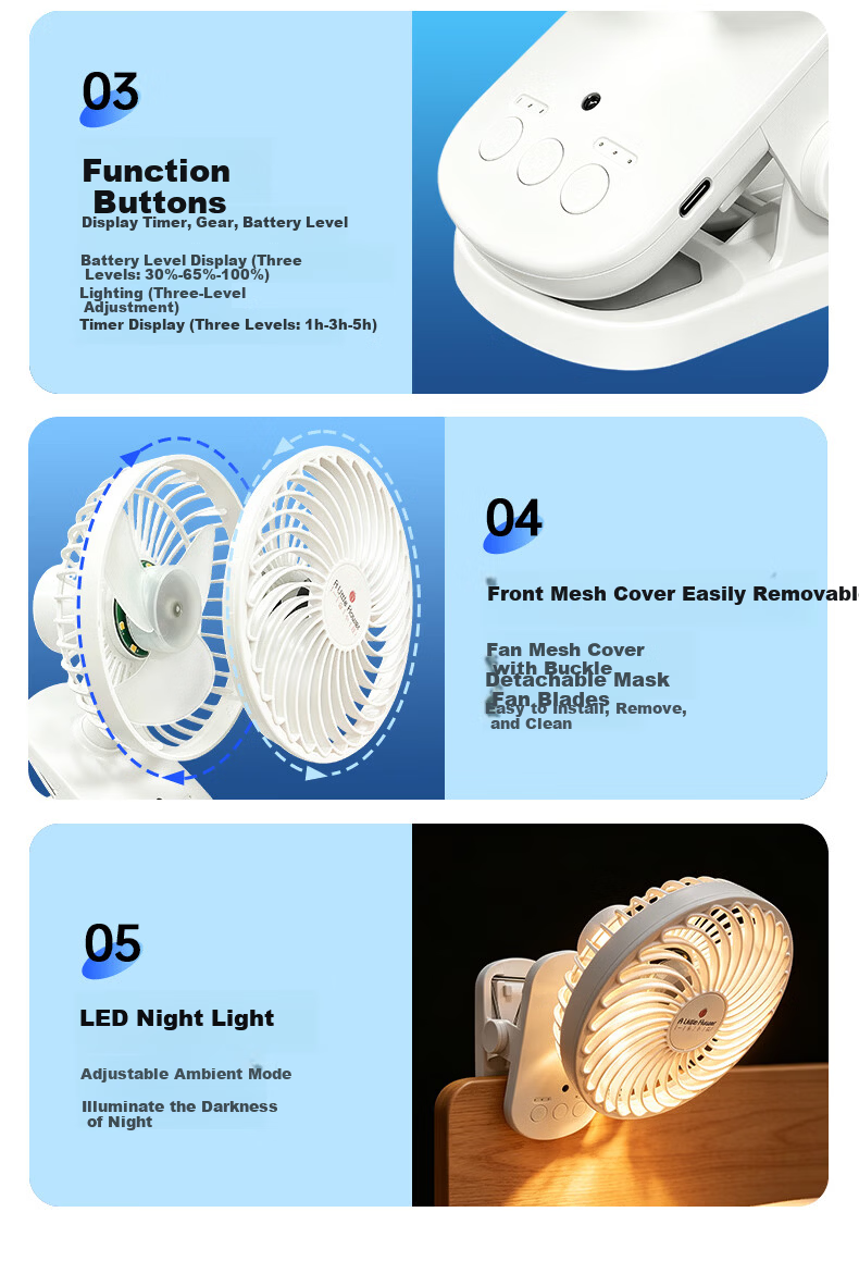 ALittleFlower Desktop Mini Fan 2026 New Dormitory Quiet Long-Lasting Desktop Fan 18