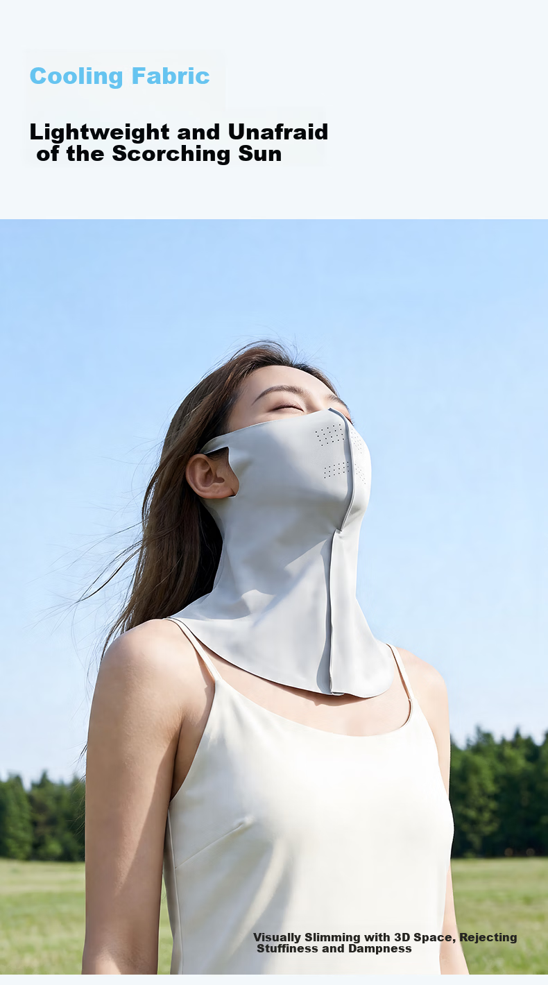 Meilicheng Women's Sunscreen Mask UV Protection Face Cover High-Value Lightweight Cooling Facekini Face Shaping KZ03 Black 15