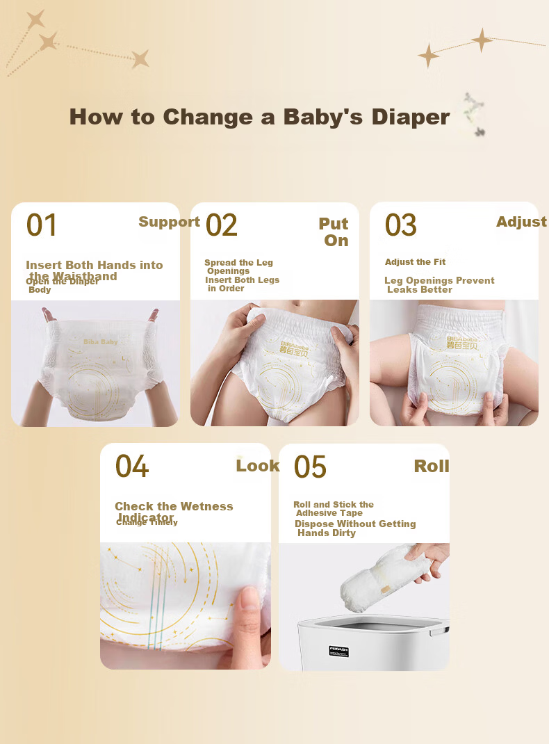 Biba Baby Masterpiece Lala Pants L Size 4pcs Baby Diapers Ultra-thin Breathable Strong Absorption Quick-dry Trial Portable Pack 5