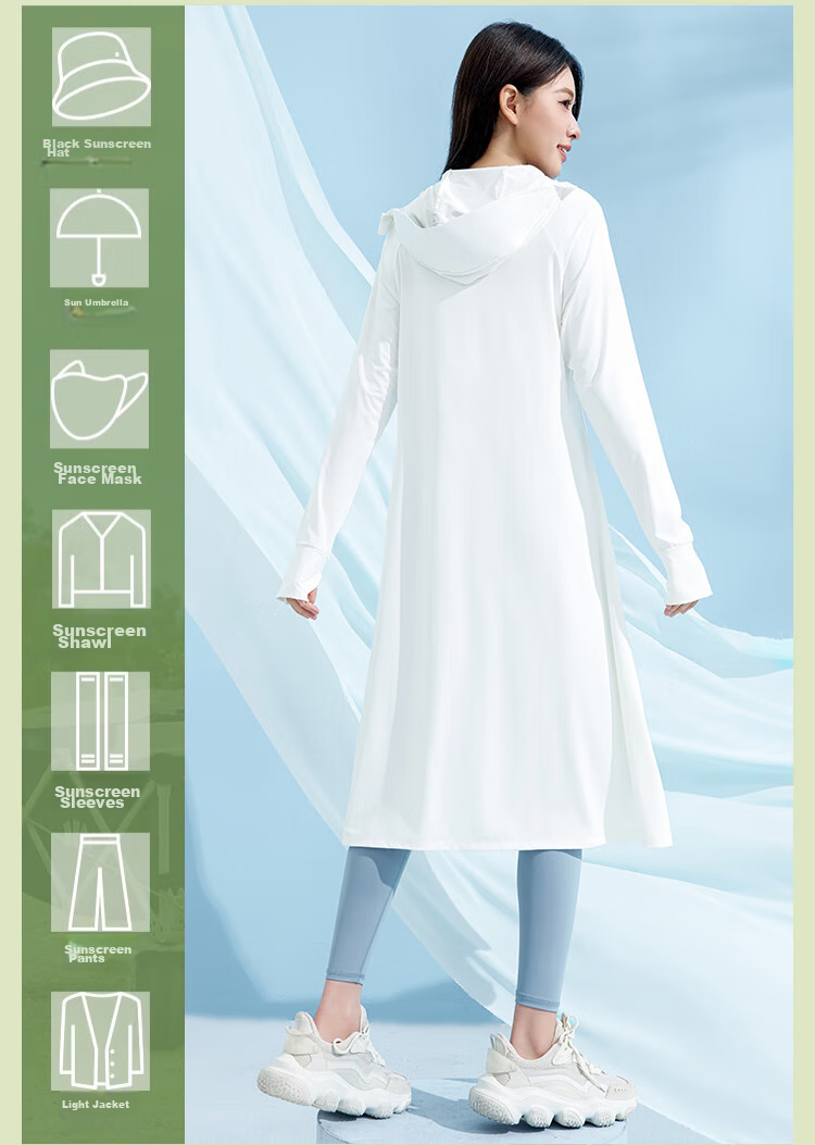 Yishangmei Long Sun Protection Coat for Women, Spring/summer 2026, UV-Resistant Full Body Sun Protection Clothing, Ice Silk Cool-Touch Jacket, Outdoor Wear, Black F 18