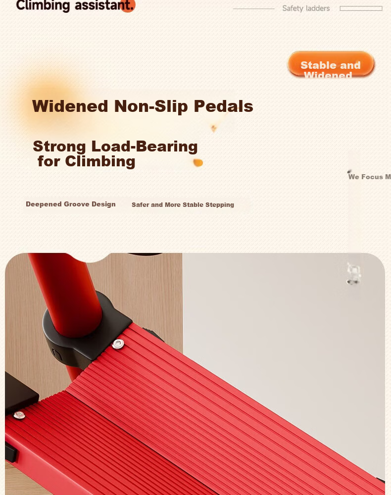 Yilinju Household Ladder Telescopic Ladder Small Lightweight A-Frame Folding Multi-Functional Staircase Engineering Ladder - S6 Red 12