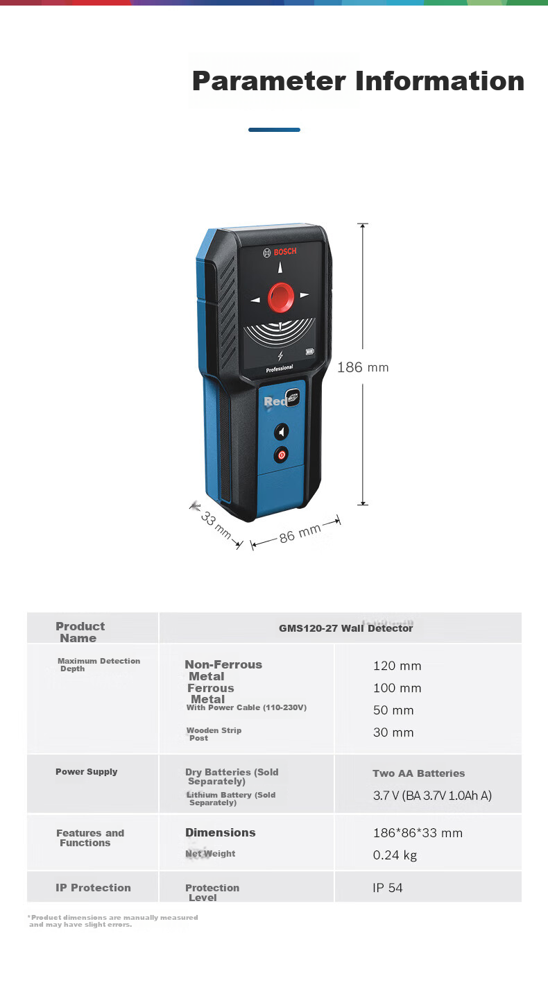 BOSCH GMS 120-27 Multifunction Wall Scanner Detector for Metal and Wood, Waterproof and Dustproof, 120mm 14