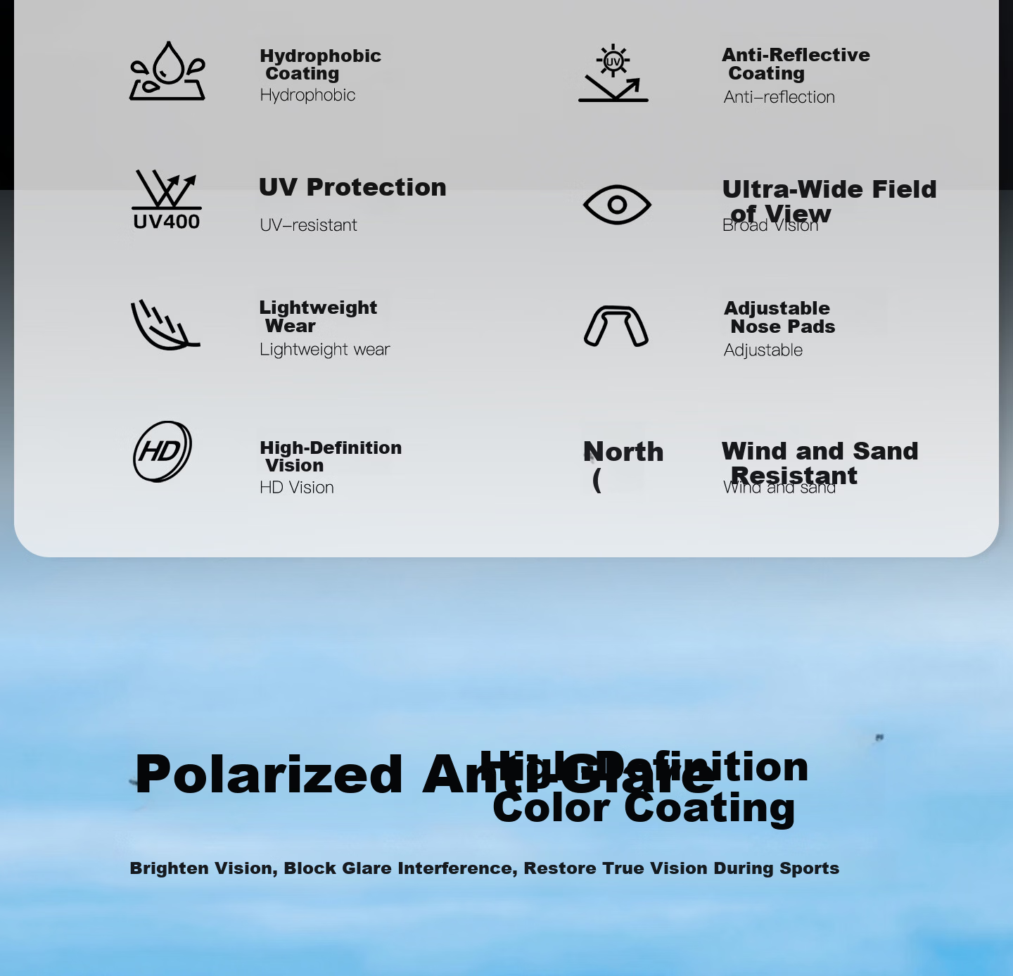 CAPONI Polarized Running Sunglasses Marathon Photochromic Anti-Glare Outdoor Sports UV Protection Cycling Mountaineering Sunglasses 2