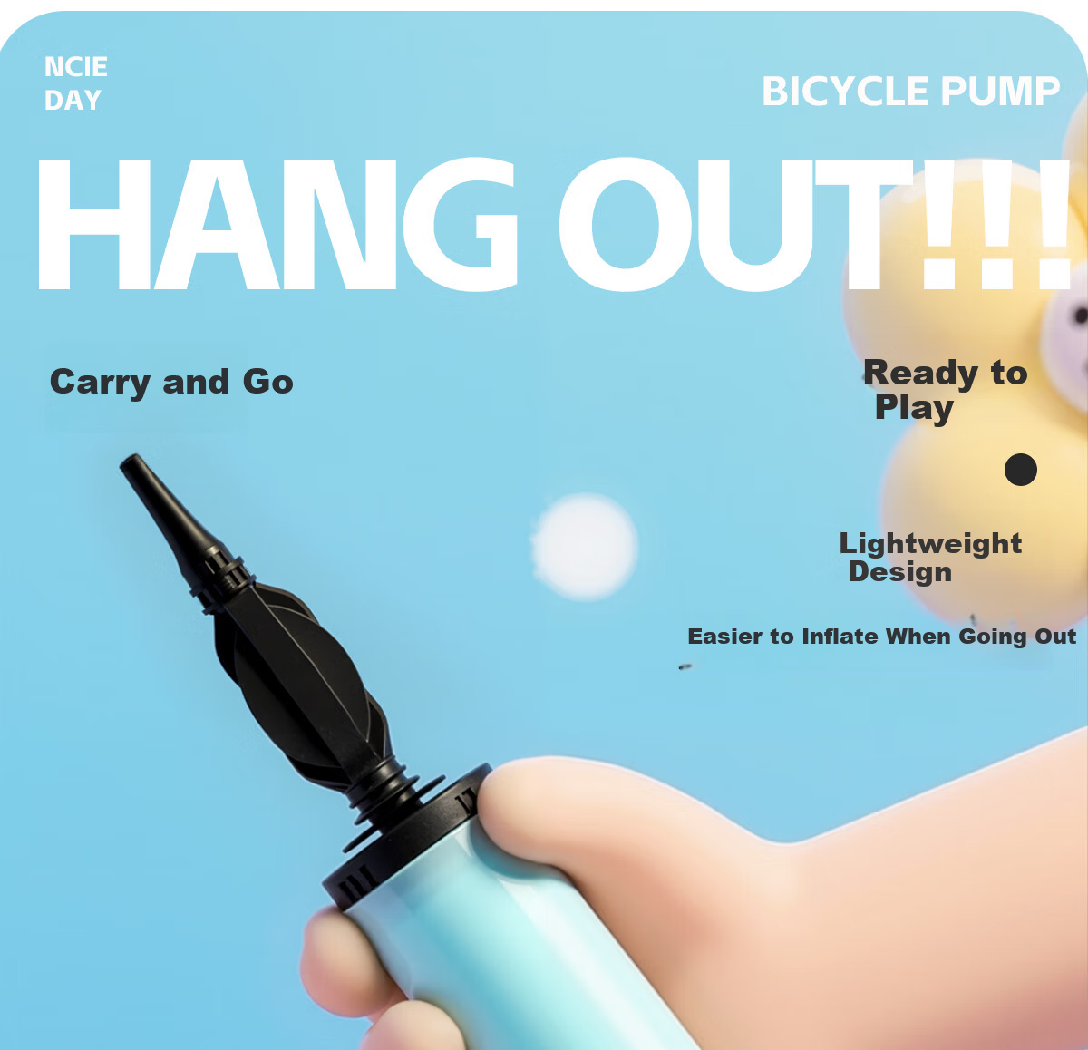 361° Portable Swimming Ring Air Pump Manual Mini Inflator for Toys, Balls, and Balloons 3