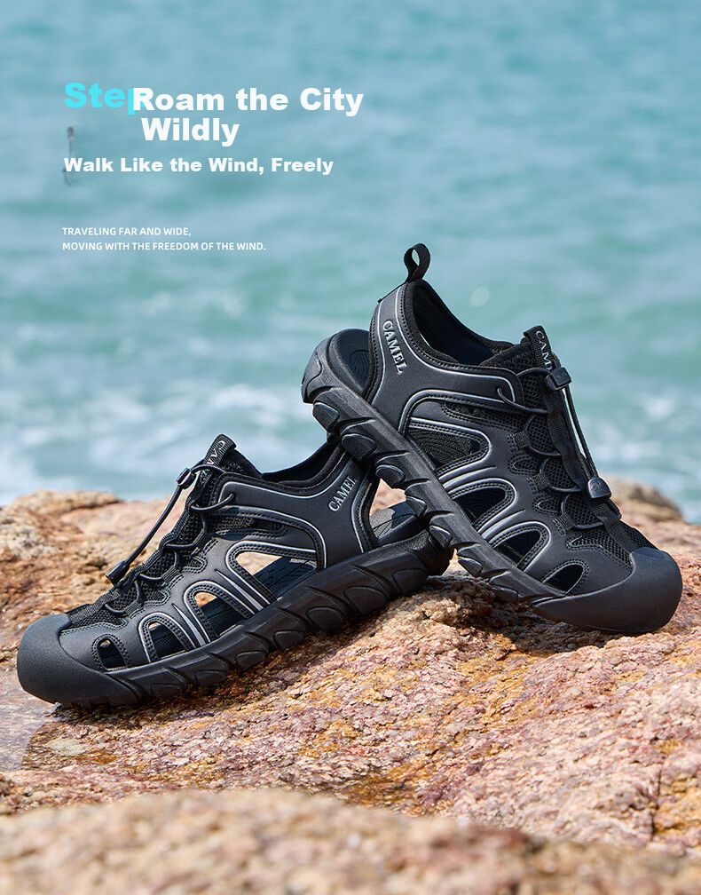 CAMEL Summer Breathable Anti-Kick Slip-On Outdoor Hiking Casual Sports Sandals G16M076036 Off-White/Black Size 38 10