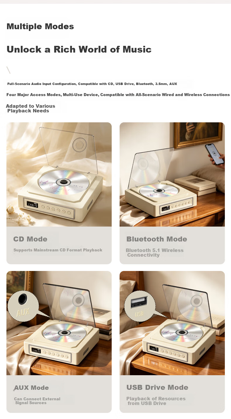 SAST CD Player All-In Music Player, Vintage Record Player, Audio Enthusiast Turntable, Fresh Blue 2888 6