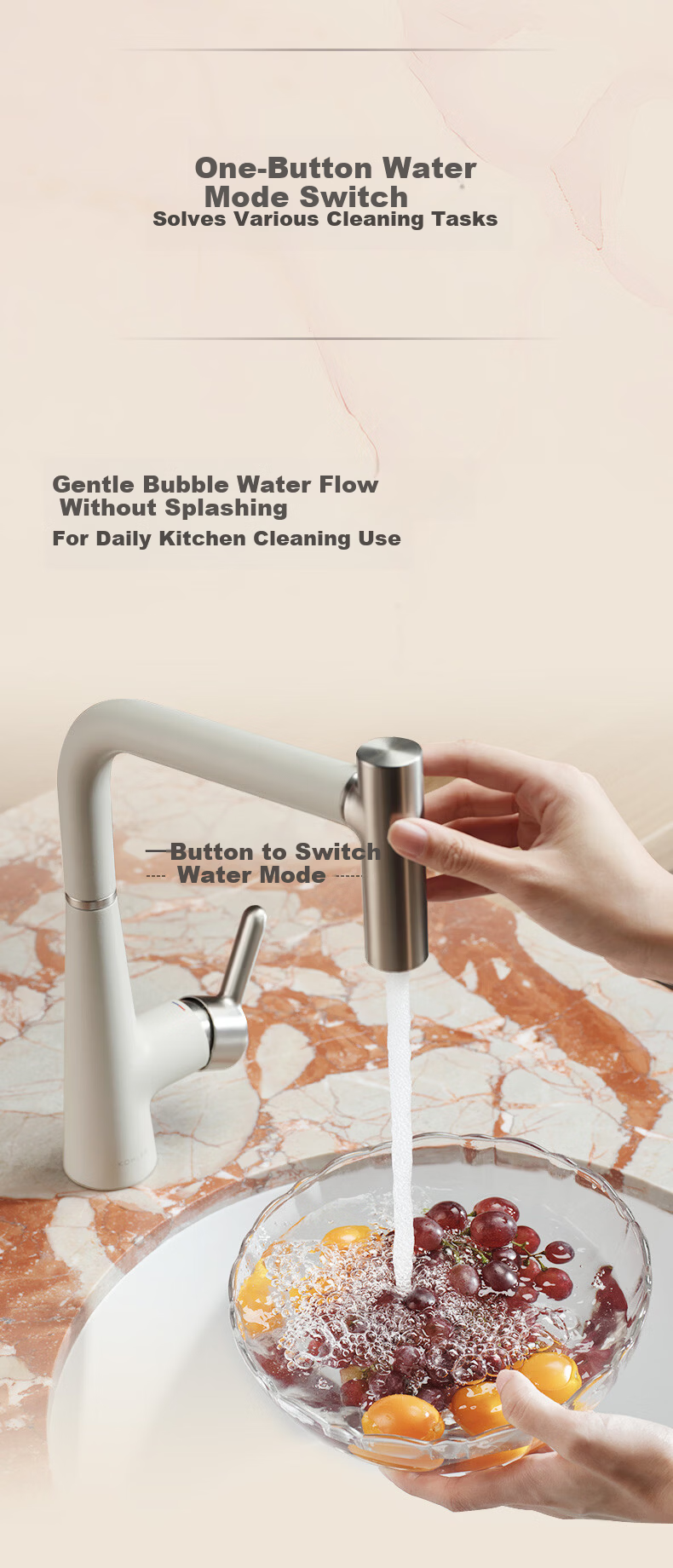 KOHLER Heming Kitchen Faucet Pull-Out Rotatable Adjustable Hot and Cold Water Polished Chrome 6