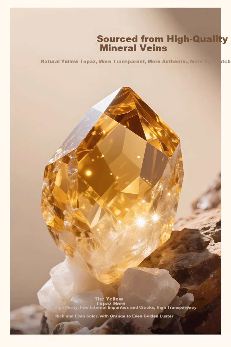 Jinliufu Auspicious Natural Grade Yellow Tower Crystal Loose Beads Wealth Yellow Crystal Handmade Beads for Women Birthday Gift for Girlfriend Mom Wife 4