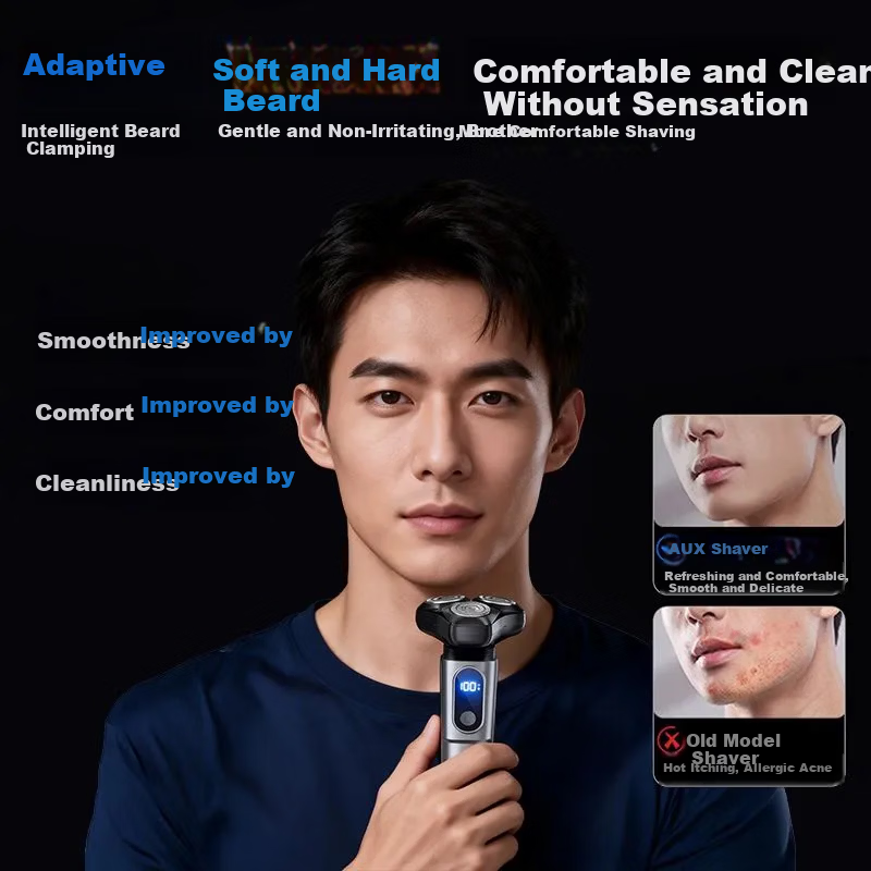 AUX Electric Shaver for Men Waterproof Rotary Electric Razor Sensitive Skin Powerful Portable Practical Birthday Gift for Boyfriend Husband