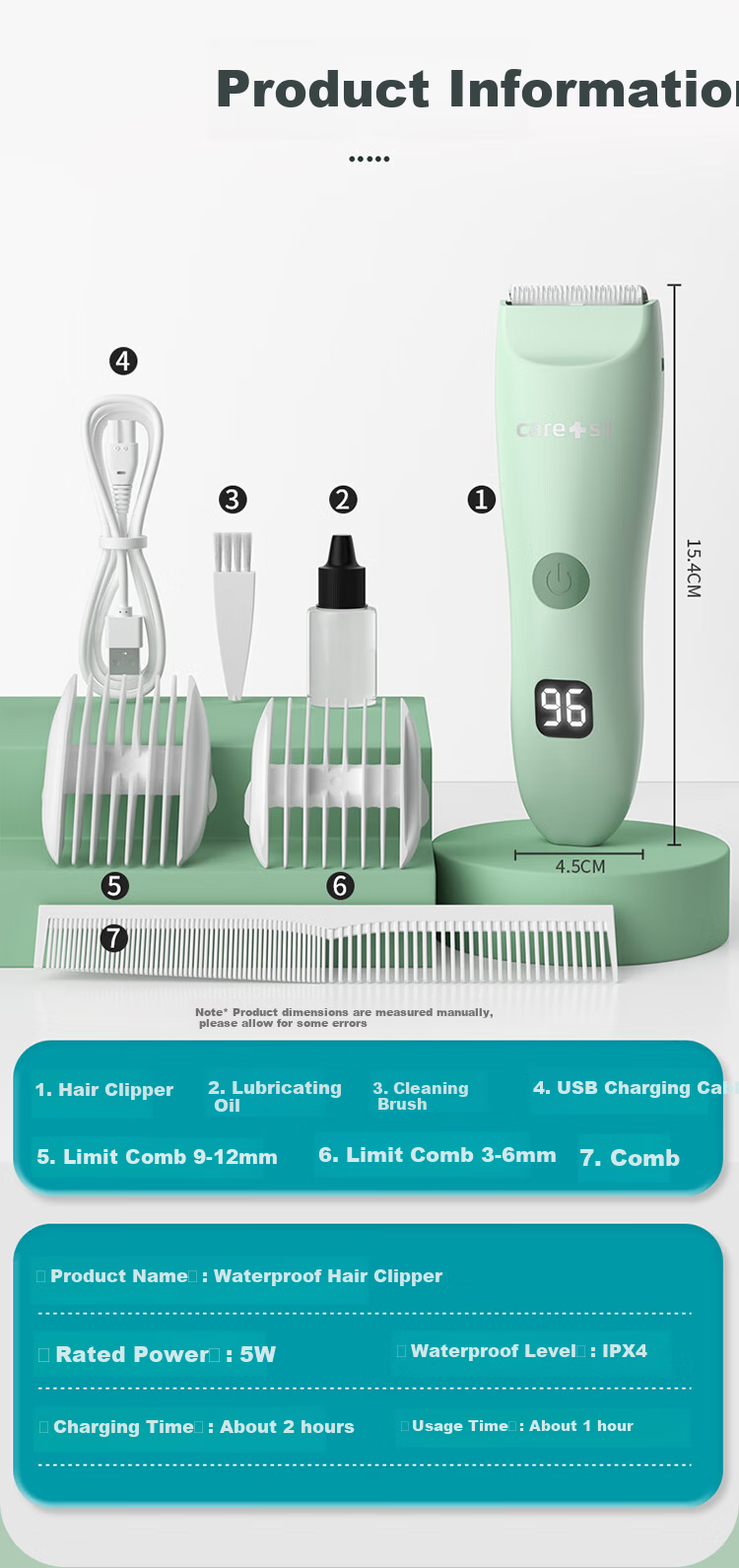 Care1st Baby Hair Clipper for Home Use 0-3 Years, Gentle on Scalp, Quiet Hair Trimmer, Newborn Hair Shaving Electric Clippers 4