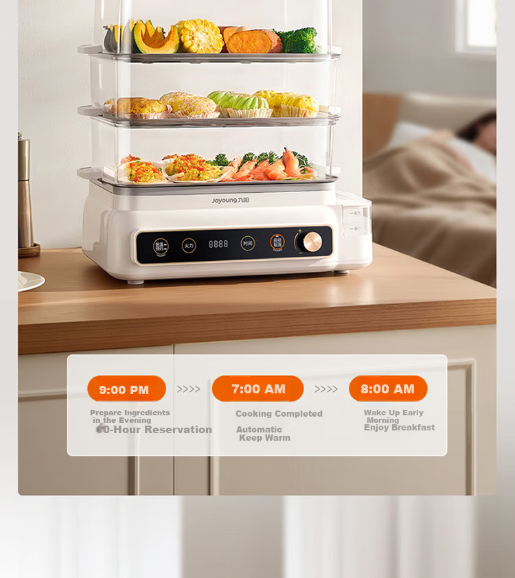 Joyoung 26L Large Capacity 3-Tier Multifunctional Electric Steamer Fast Steam Smart Reservation Breakfast Cooker DZ260HG-GZ866 12