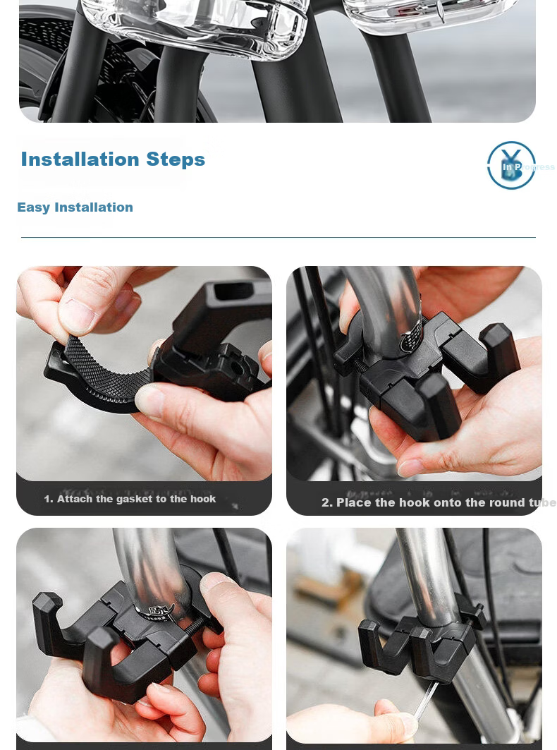 Bingyou Electric Bike Front Battery Hook Middle Front Hanging Hook No Drilling Storage Tool Universal for Helmet Backpack 9