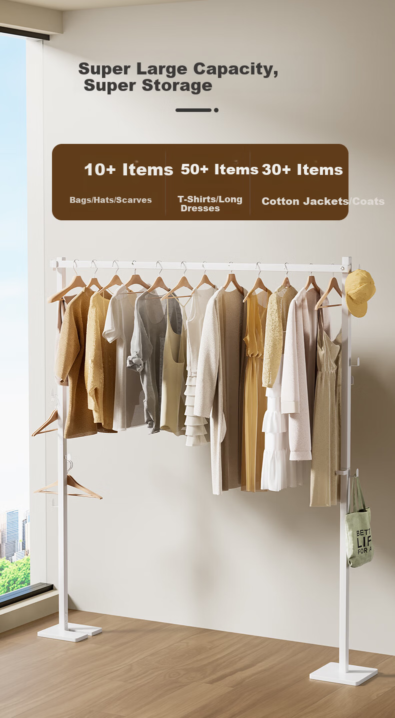 Fengshang Folding Clothes Drying Rack Floor-Standing Hanger Balcony Bedroom Small Space Clothes Rack 10
