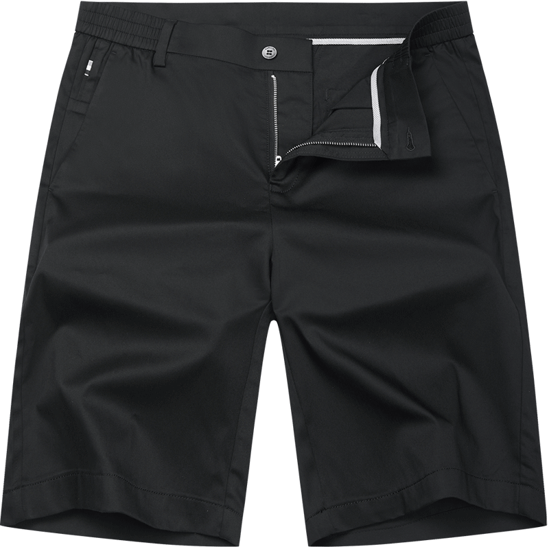 DANCING WOLVES [Containing Mulberry Silk] Casual Commute Stretch Lightweight Breathable Men's Casual Shorts, 001 Black, Size 29