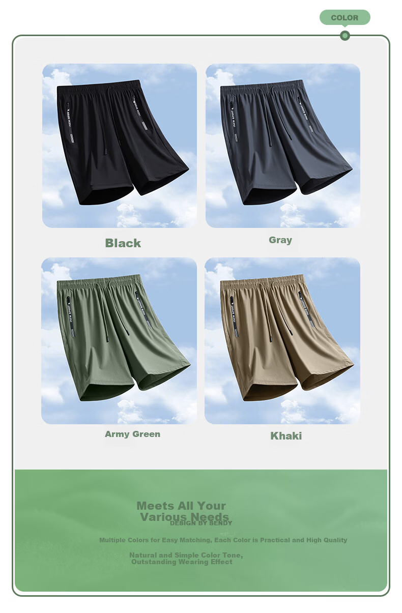 ROMON Men's Summer Ice Silk Thin Loose Casual Sports Quick-Dry Straight Five-Point Shorts 5018 Black L 6