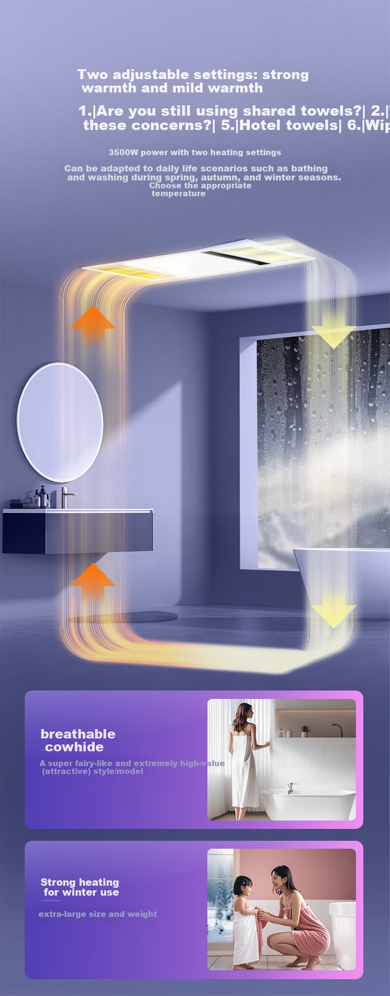 Foshan Lighting Warm Air Bathroom Heater Integrated Warm Air Lighting Exhaust Fan F28 6