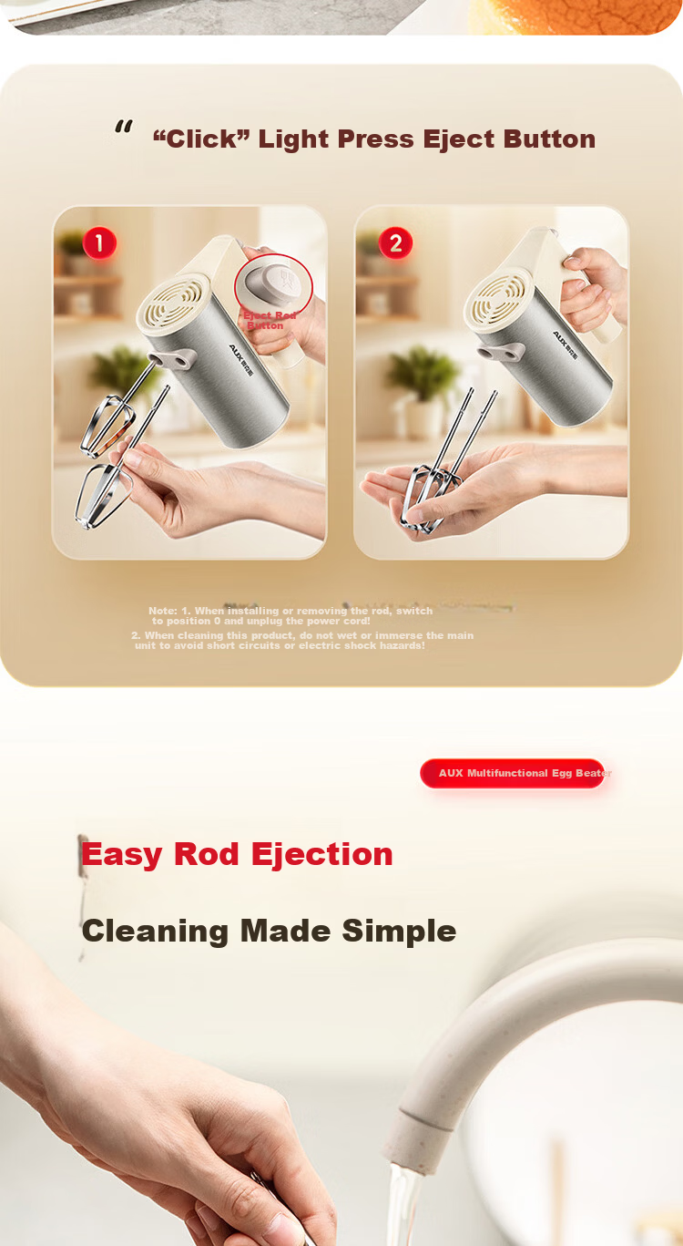 AUX Electric Hand Mixer High Power Mini Handheld Automatic Egg Beater Whisk Cream and Egg White Multifunctional Blender AUX-S11 9