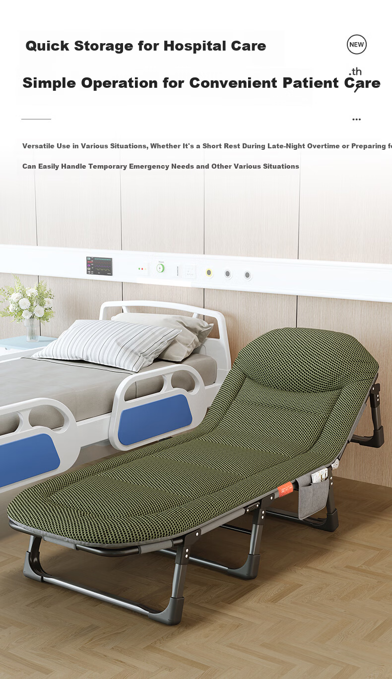 OKeefe Folding Bed Recliner Nap Bed Multifunctional Single Military Cot Office Nap Bed Care Bed 4D Breathable 190 10